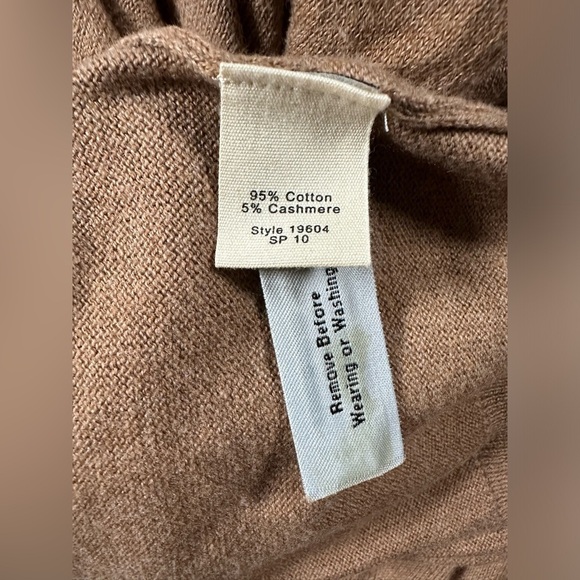 J Crew Cotton Cashmere Blend Sweater Pullover Knit V Neck Lightweight Brown XL - Picture 5 of 5